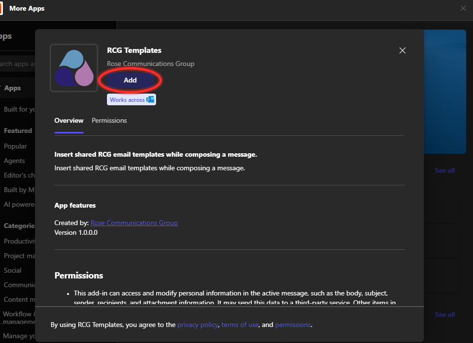 Add button