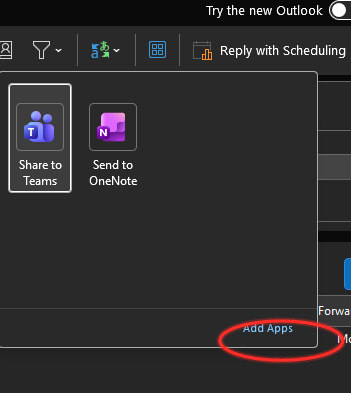 Apps menu, Add Apps